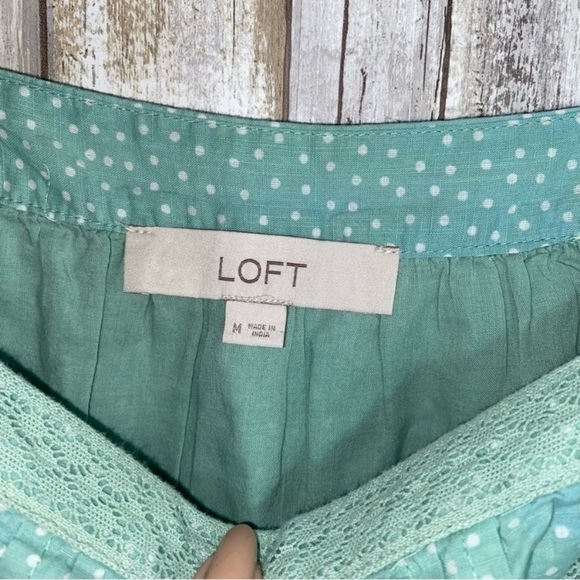 Loft Green Polka Dot Peplum Blouse - Picture 5 of 5